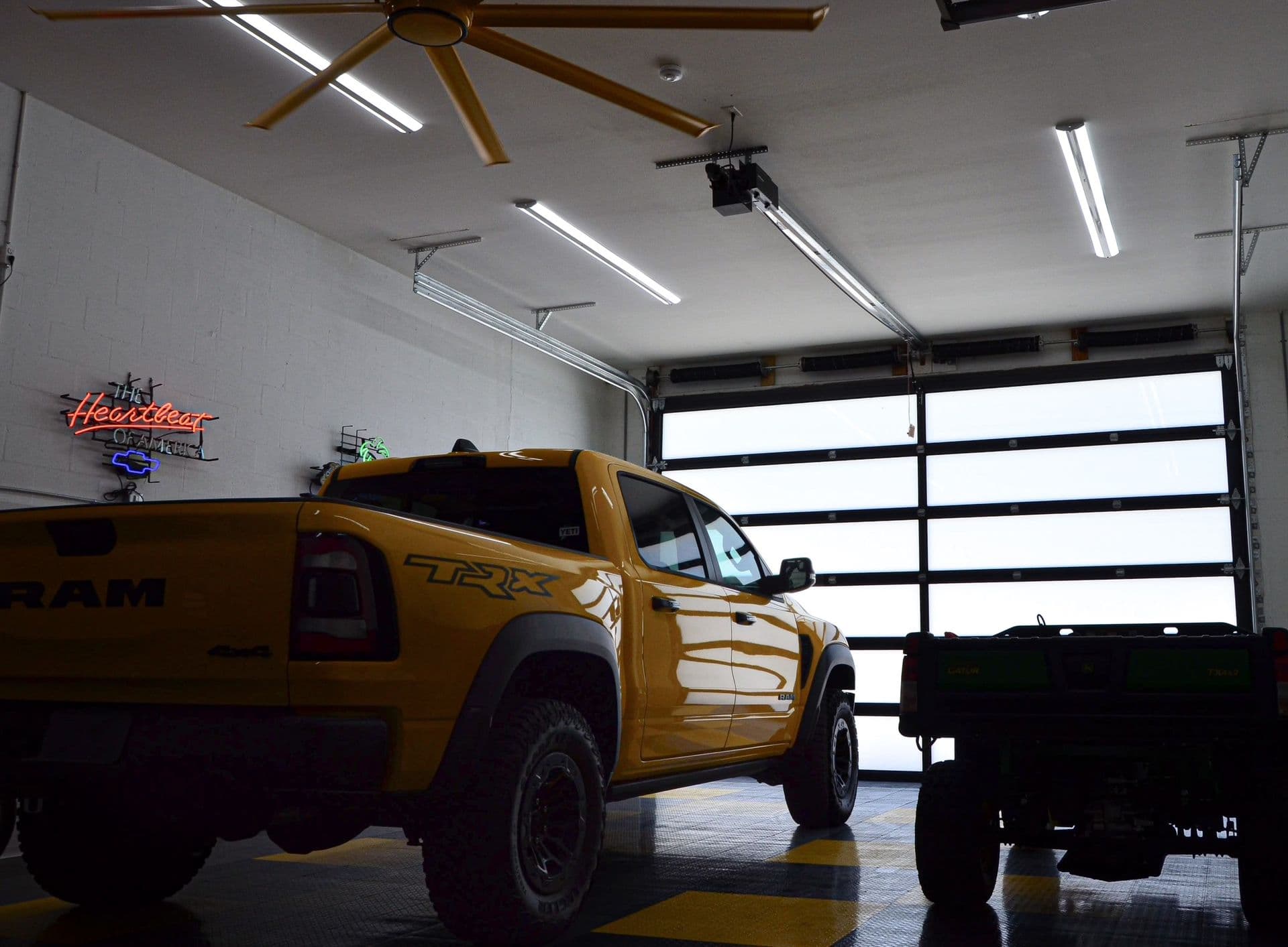 Interior of On Track Door Shop with Company Truck